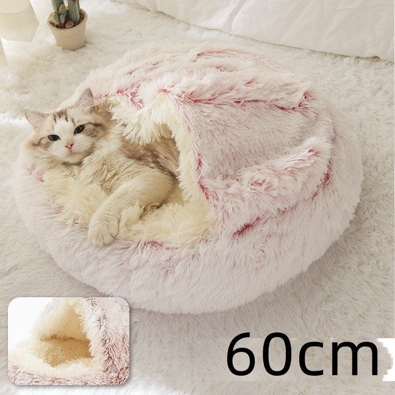 2-in-1 Plush Pet Bed for Dogs & Cats
