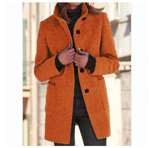 Fashion Stand Collar Woolen Coat