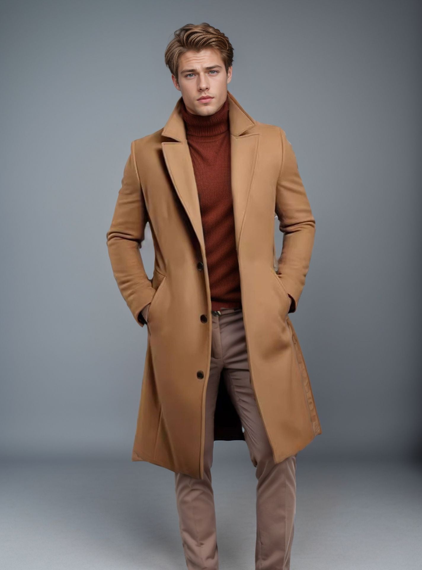 Men's Mid-length Trench Coat