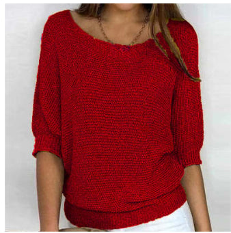 Women’s Three-Quarter Sleeve Knitted Pullover