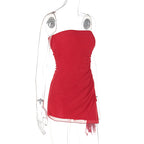 Y2K Tube-Top Split Mini Dress