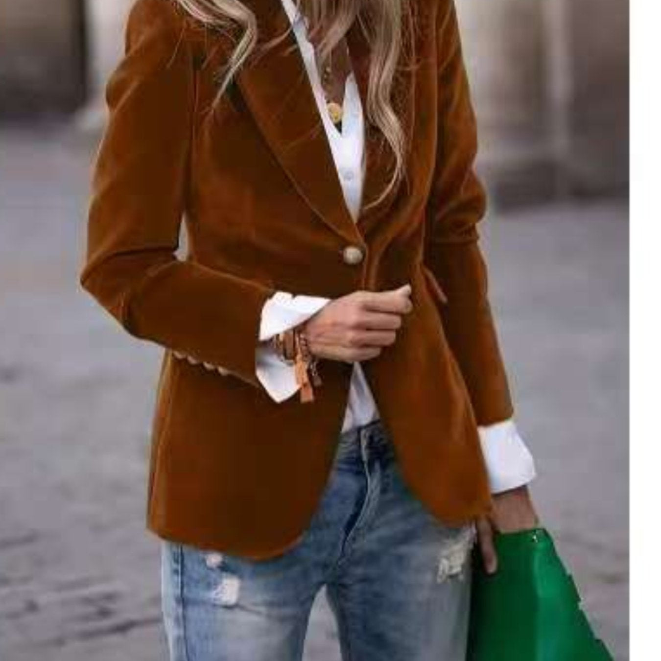 Velvet Lapel Casual Suit Jacket for Women