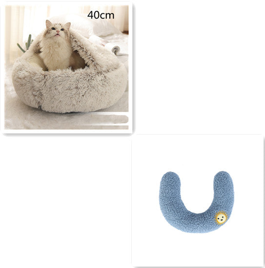 2-in-1 Plush Pet Bed for Dogs & Cats