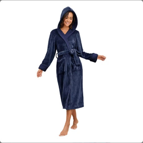 Plush Oversize Winter Flannel Bathrobe for Women