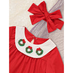 Toddler Girls Christmas Dress with Wreath