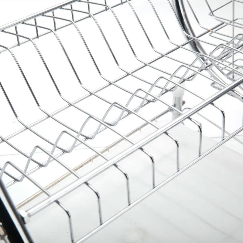 2-Tier Stainless Steel Dish Drying Rack with Drain