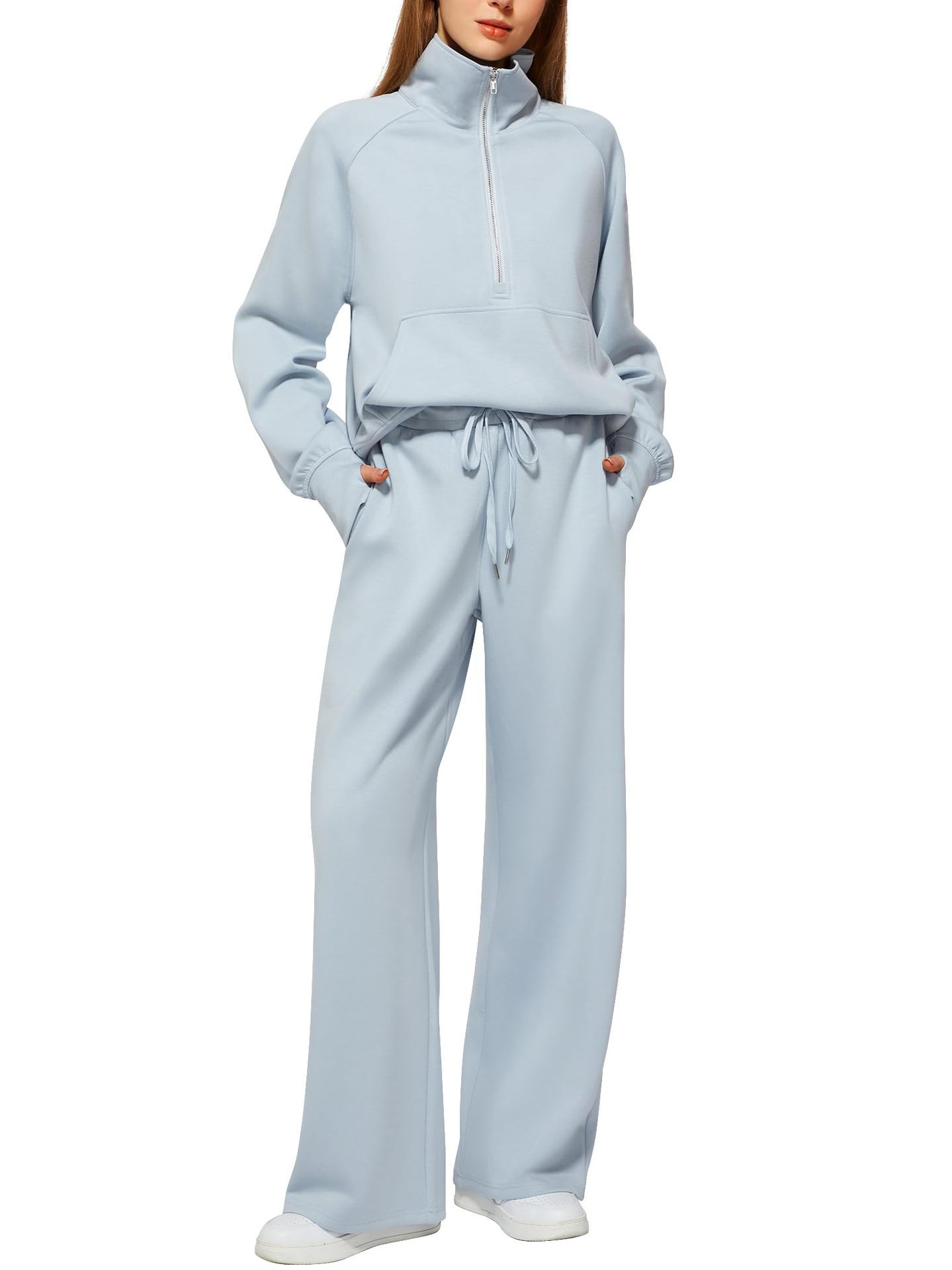 Women’s Half-Zip Sweatshirt & Wide-Leg Pants Set