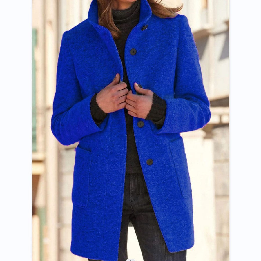 Fashion Stand Collar Woolen Coat