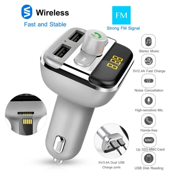 Car Mounted Wireless FM Transmitter Charger