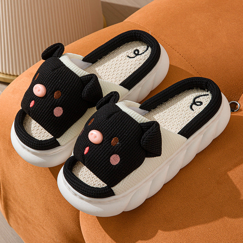 Cute Piggy Open-Toe Home Slippers
