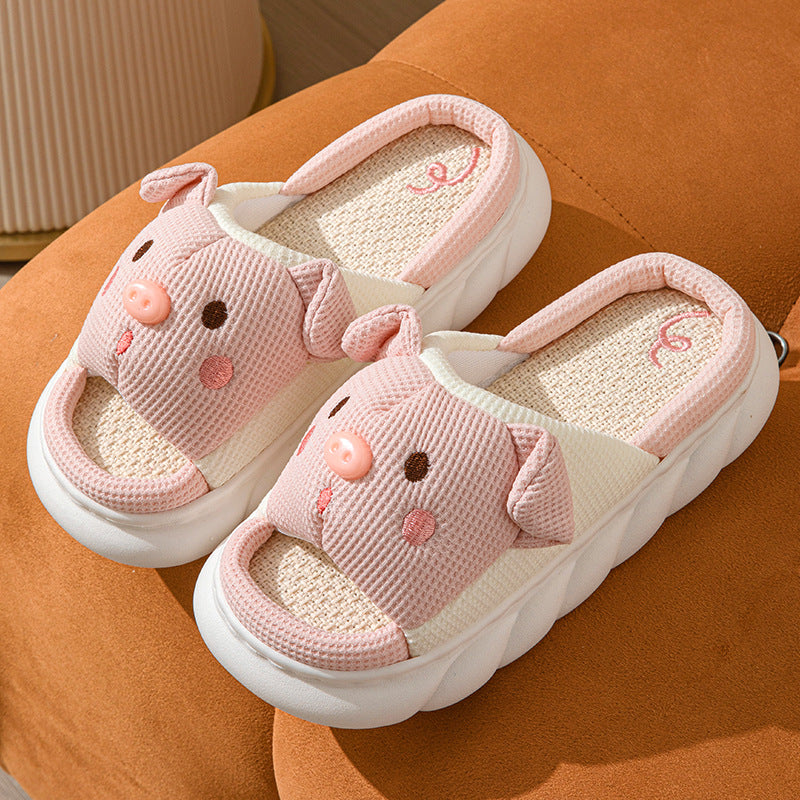 Cute Piggy Open-Toe Home Slippers