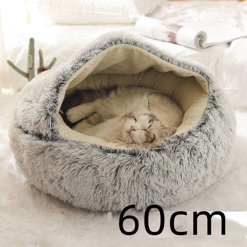 2-in-1 Plush Pet Bed for Dogs & Cats