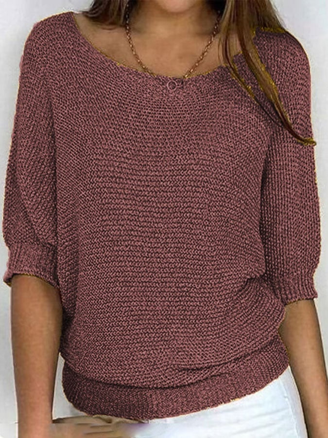 Women’s Three-Quarter Sleeve Knitted Pullover