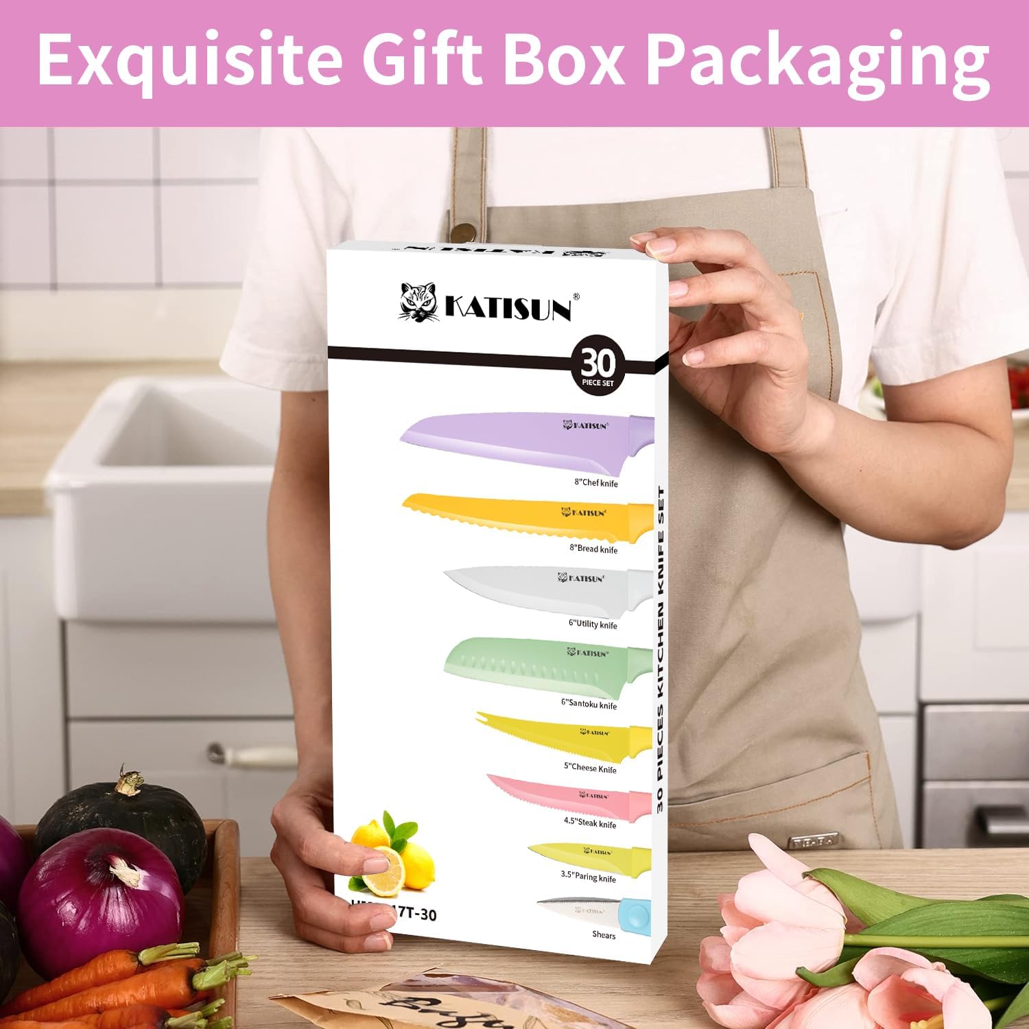 30pcs Colorful Knife Set & Kitchen Cutting Board