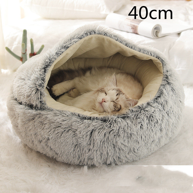 2-in-1 Plush Pet Bed for Dogs & Cats