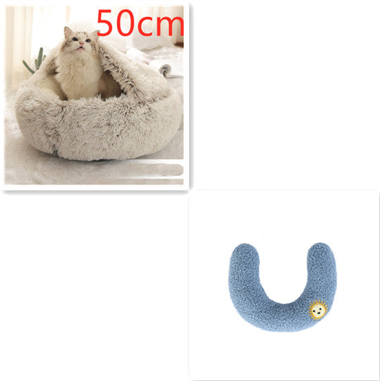 2-in-1 Plush Pet Bed for Dogs & Cats