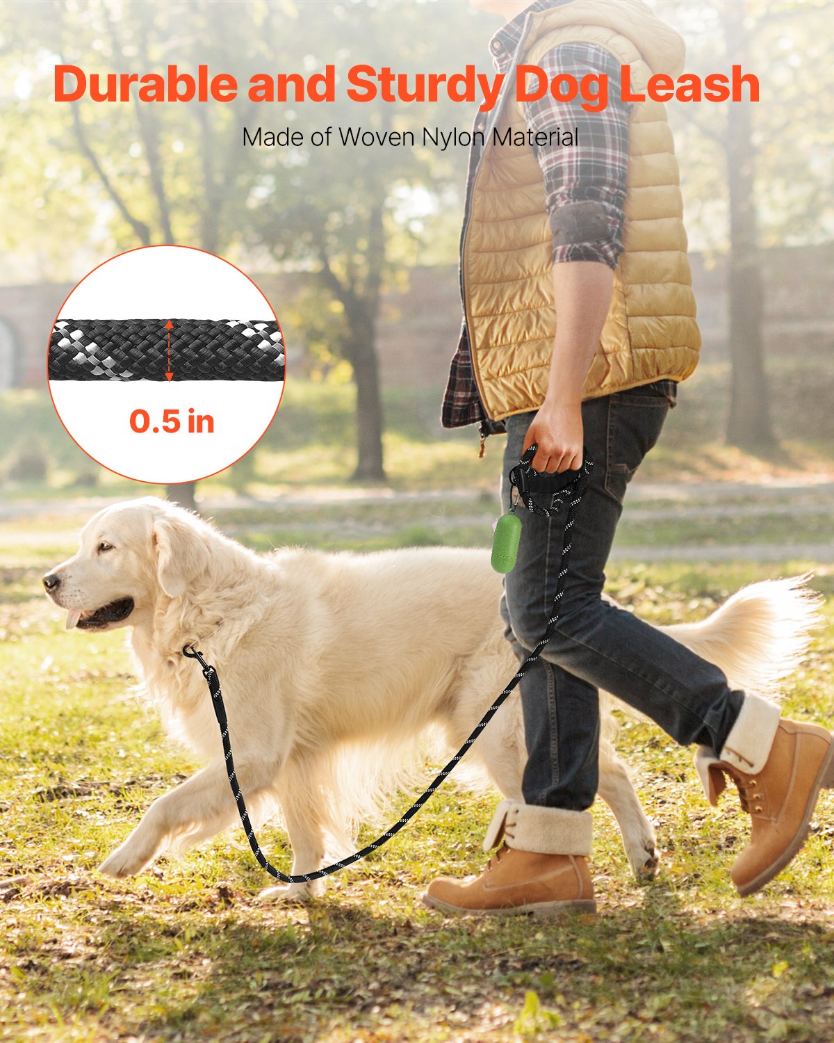 Heavy-Duty Rope Dog Leash Training Leash