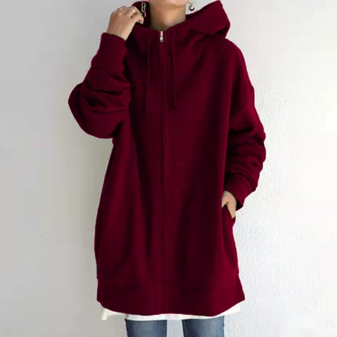 Oversized Women’s Hooded Long Sweatshirt Coat