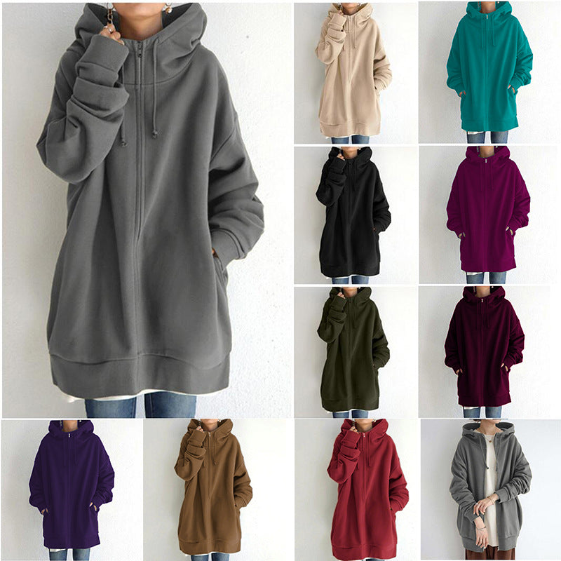 Oversized Women’s Hooded Long Sweatshirt Coat