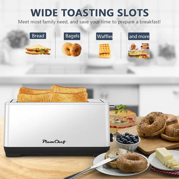 4-Slice Stainless Steel Toaster – Extra Wide