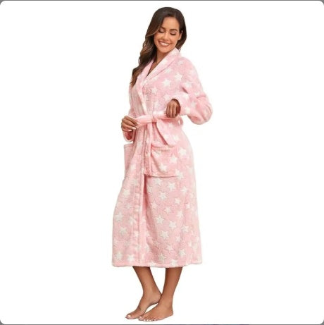 Plush Oversize Winter Flannel Bathrobe for Women
