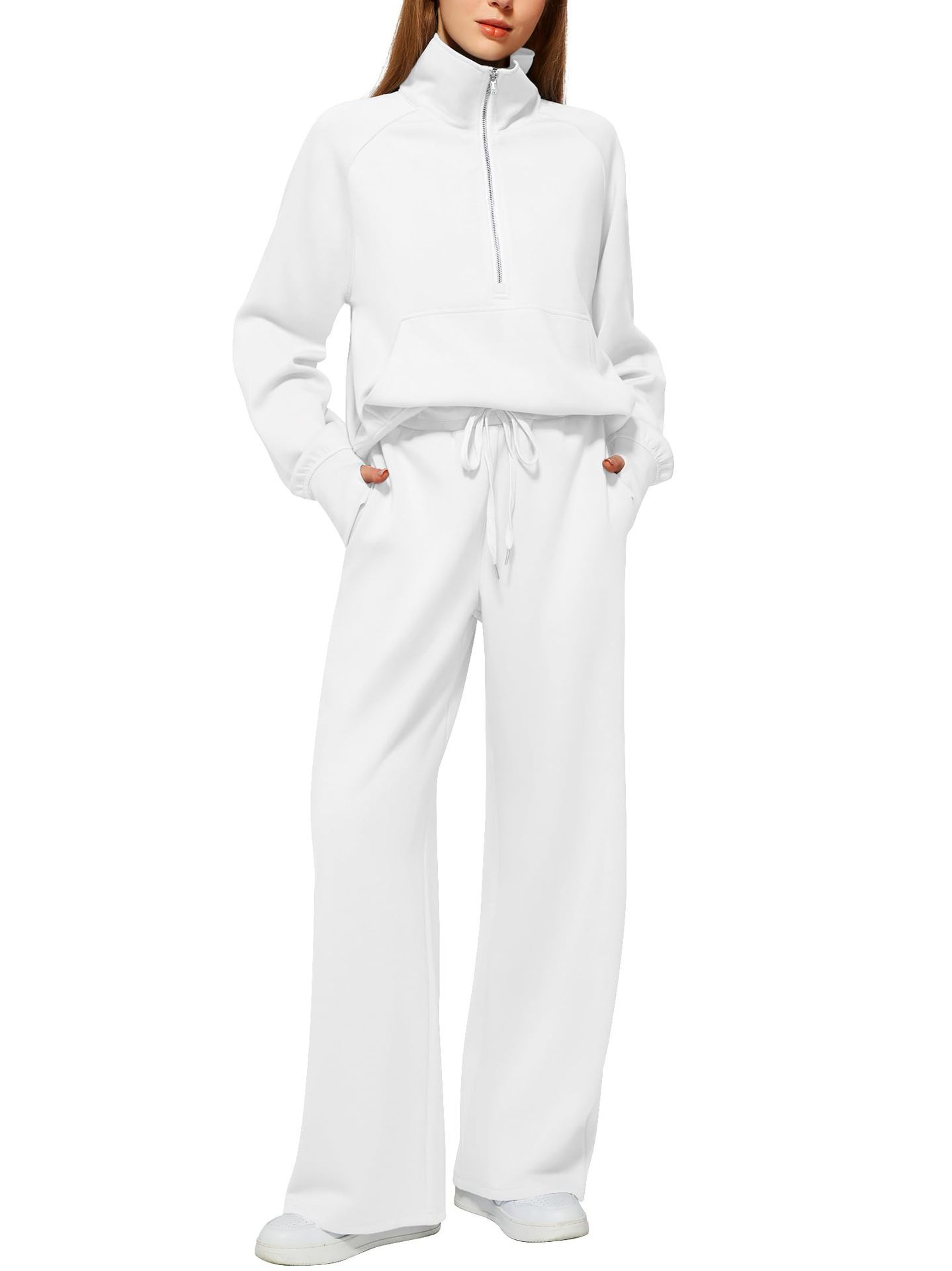 Women’s Half-Zip Sweatshirt & Wide-Leg Pants Set