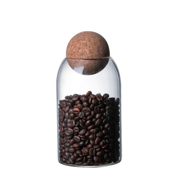 Glass Storage Jar with Cork Lid –Tea, Coffee