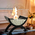 Round Glass Large Tabletop Fireplace – 12.5" H