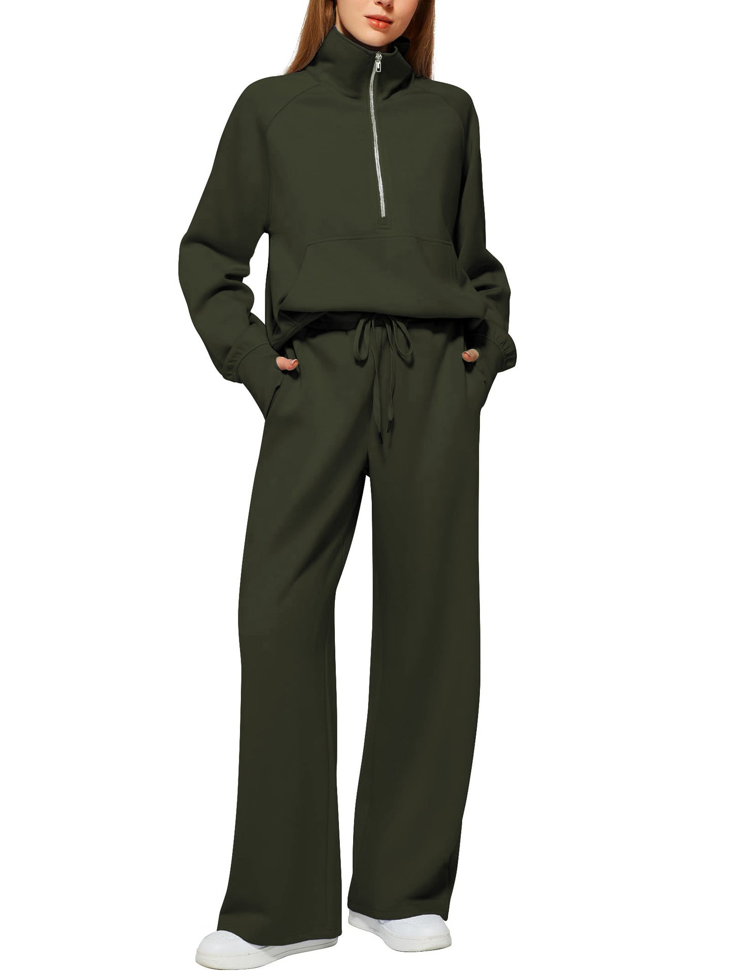Women’s Half-Zip Sweatshirt & Wide-Leg Pants Set
