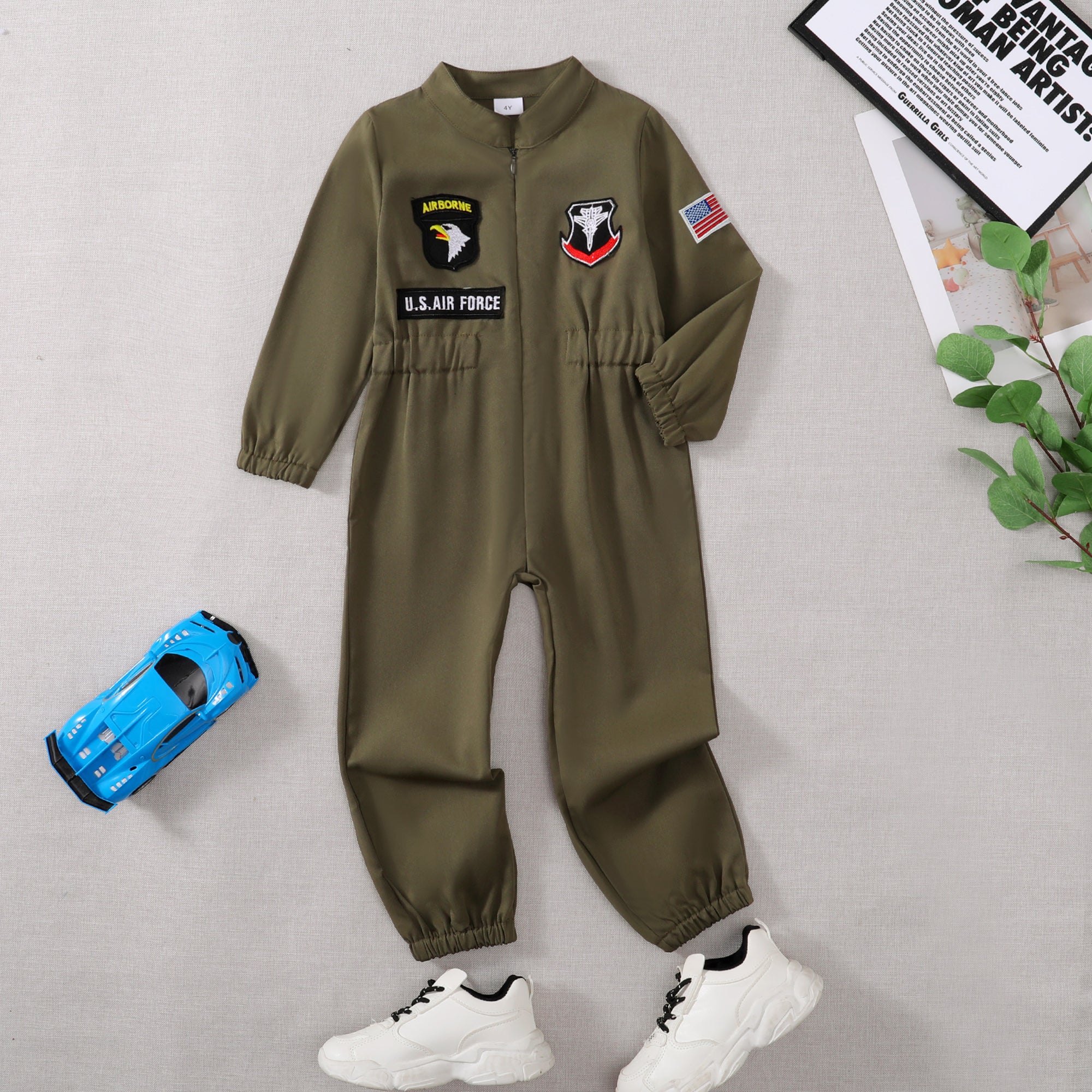 Toddler Boys Pilot Jumpsuit – Army Green Birthday