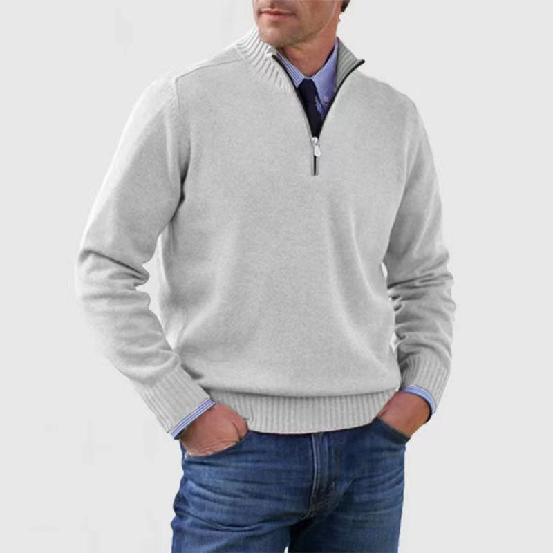 Men's Stand Collar Zipper Sweater Winter
