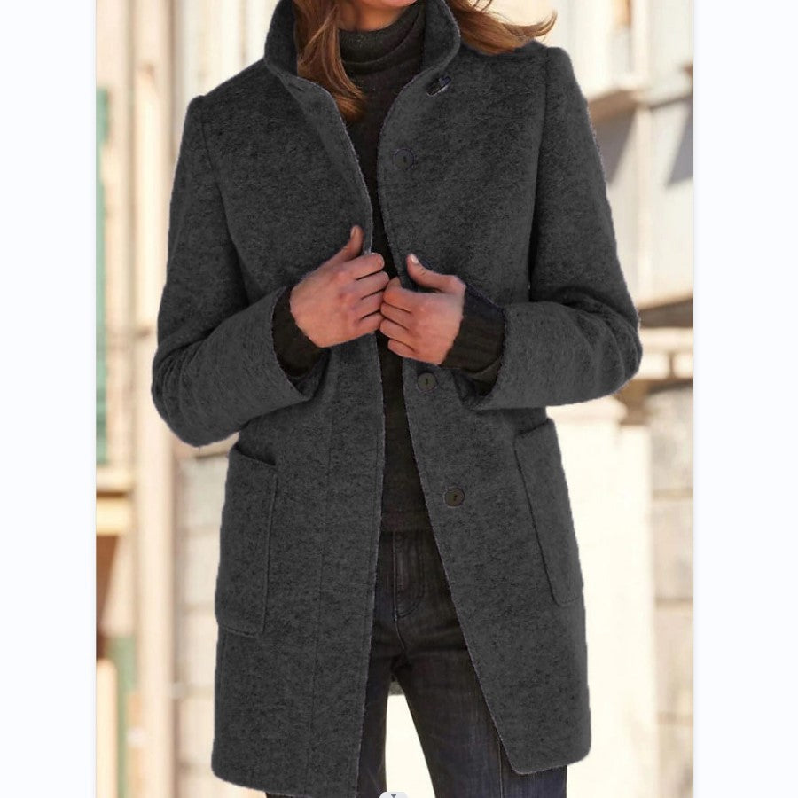 Fashion Stand Collar Woolen Coat