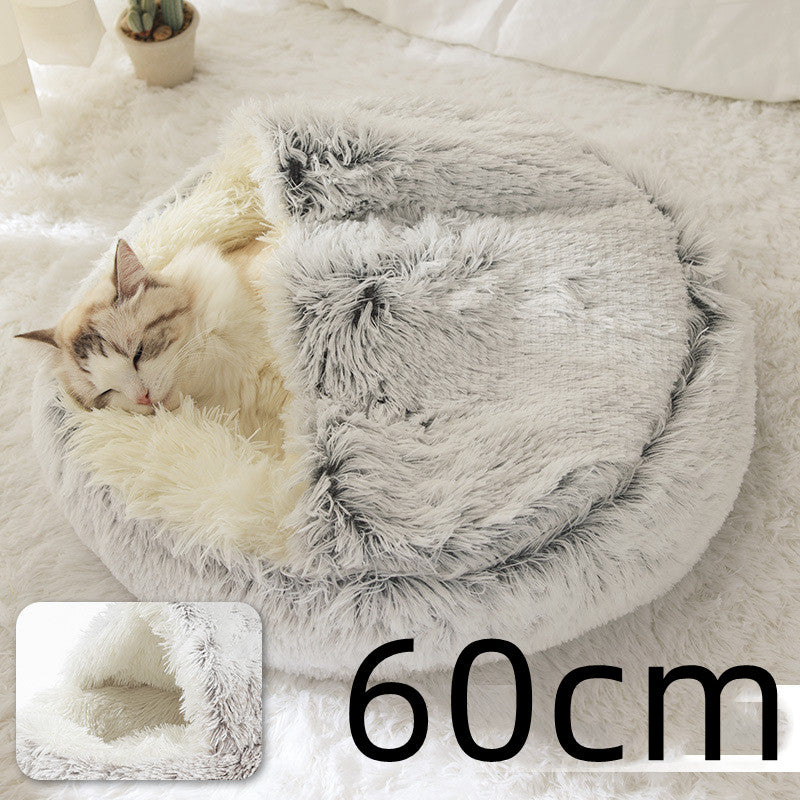 2-in-1 Plush Pet Bed for Dogs & Cats