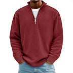 Corduroy Zipper Stand Collar Sweatshirt