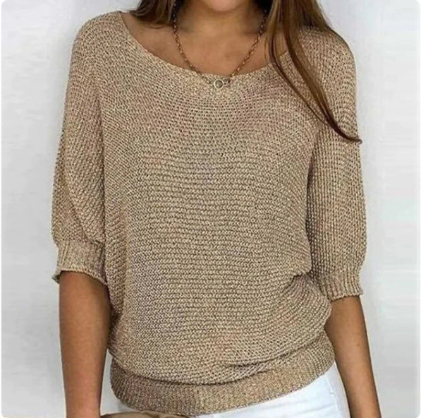 Women’s Three-Quarter Sleeve Knitted Pullover