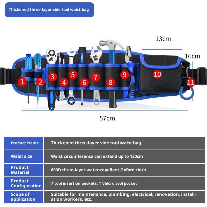 Multifunctional Oxford Cloth Wide Belt Repair High-altitude Work Long Waist Bag