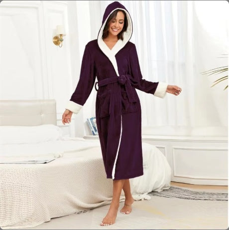 Plush Oversize Winter Flannel Bathrobe for Women