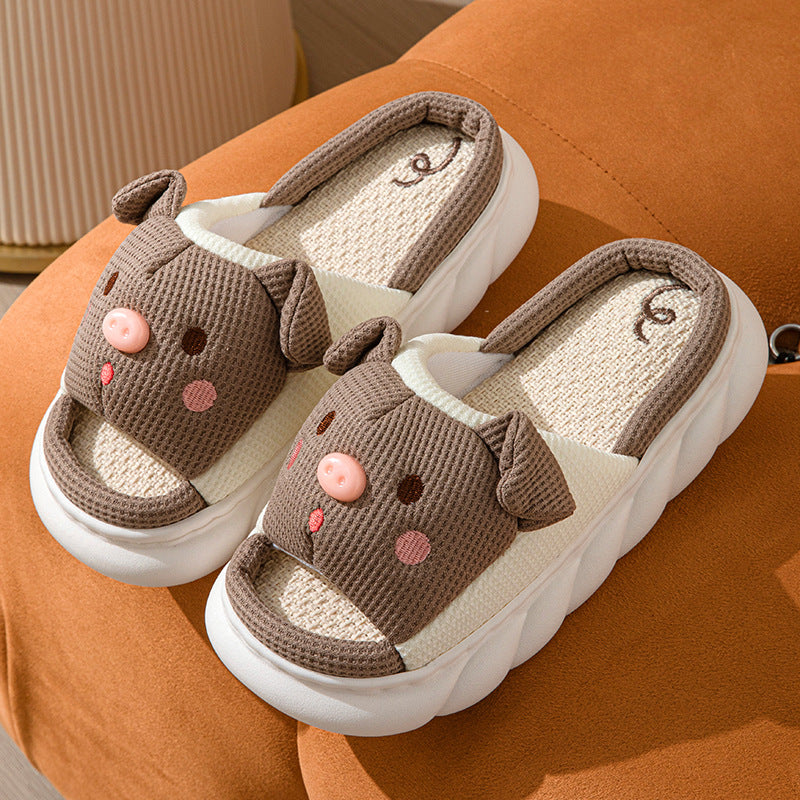 Cute Piggy Open-Toe Home Slippers
