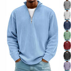 Corduroy Zipper Stand Collar Sweatshirt