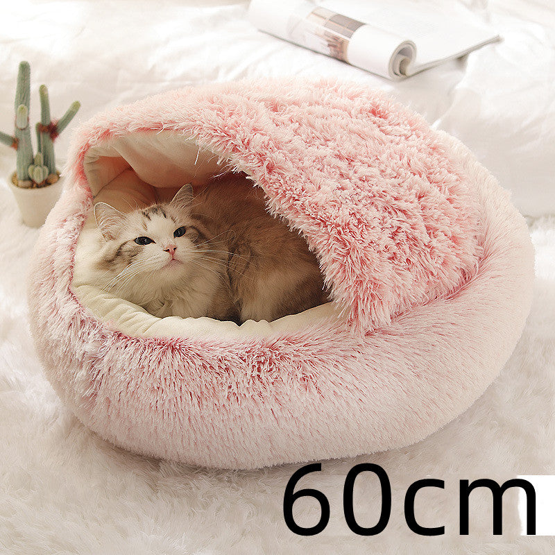 2-in-1 Plush Pet Bed for Dogs & Cats
