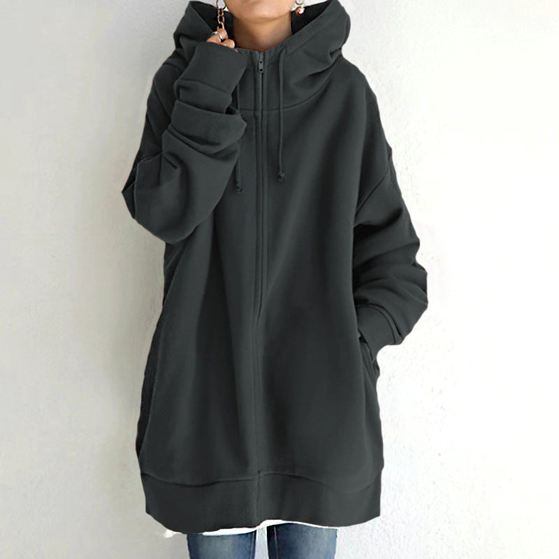Oversized Women’s Hooded Long Sweatshirt Coat