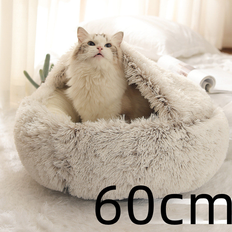 2-in-1 Plush Pet Bed for Dogs & Cats