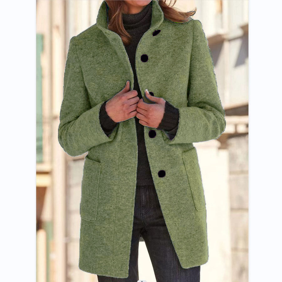 Fashion Stand Collar Woolen Coat