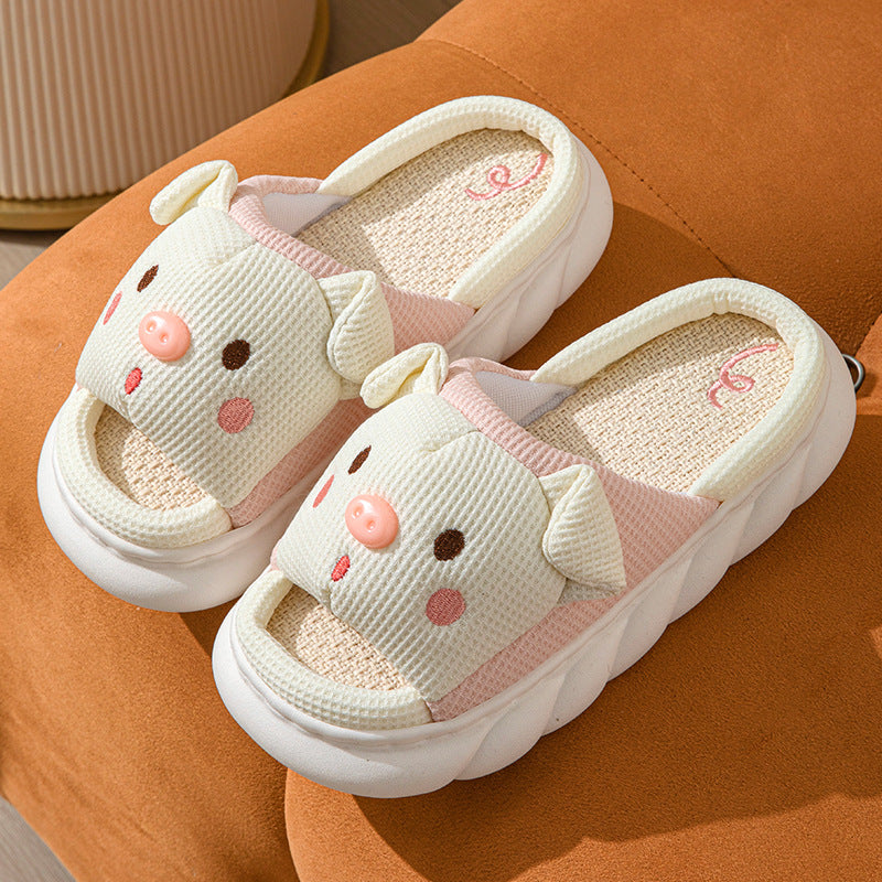 Cute Piggy Open-Toe Home Slippers