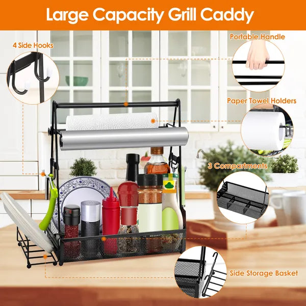 Metal Grill Utensil Caddy Paper Towel Holders