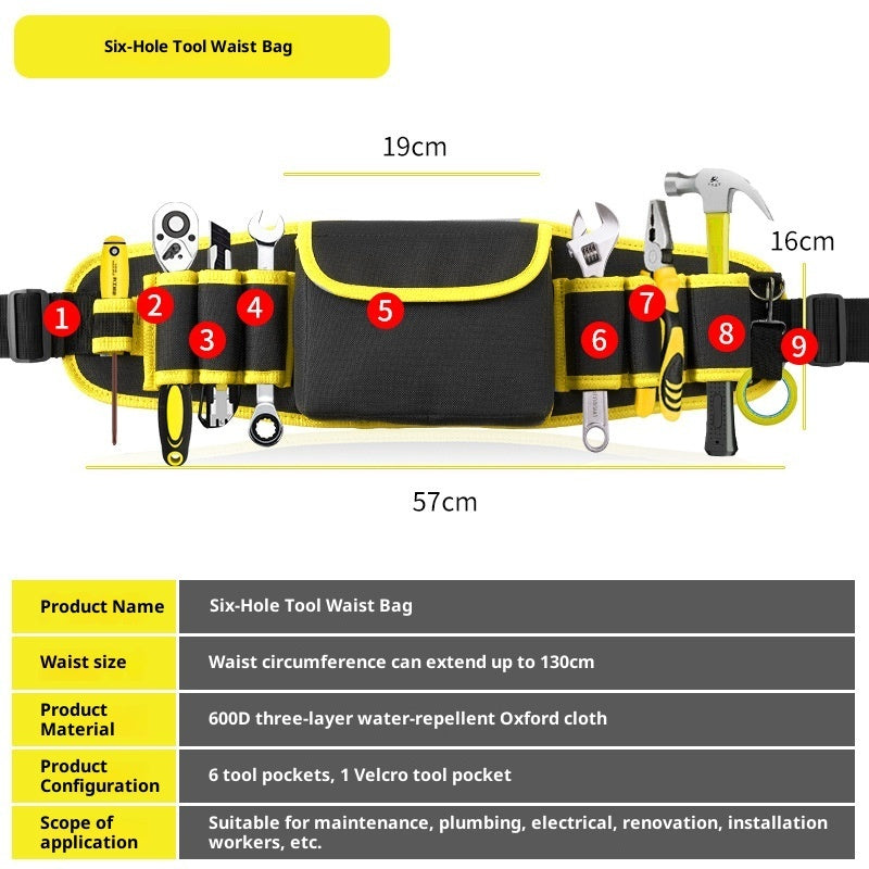 Multifunctional Oxford Cloth Wide Belt Repair High-altitude Work Long Waist Bag
