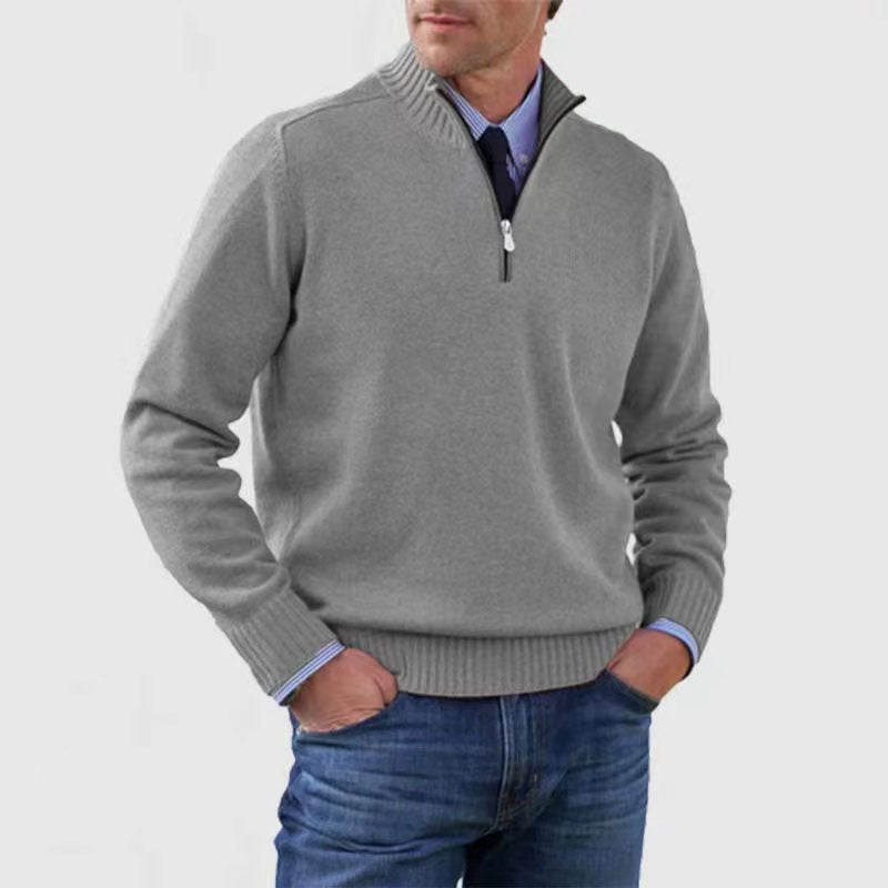 Men's Stand Collar Zipper Sweater Winter