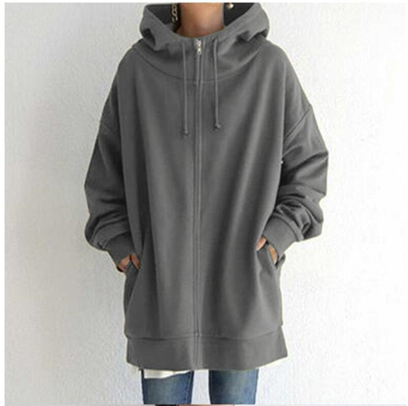Oversized Women’s Hooded Long Sweatshirt Coat