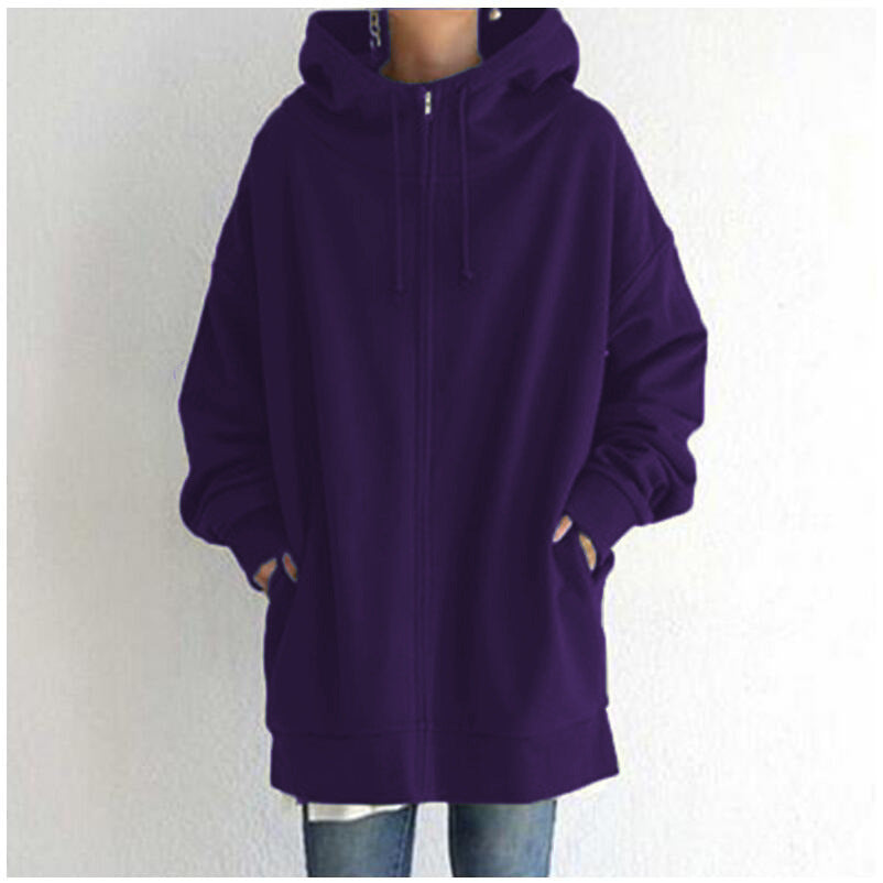 Oversized Women’s Hooded Long Sweatshirt Coat