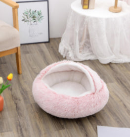 2-in-1 Plush Pet Bed for Dogs & Cats